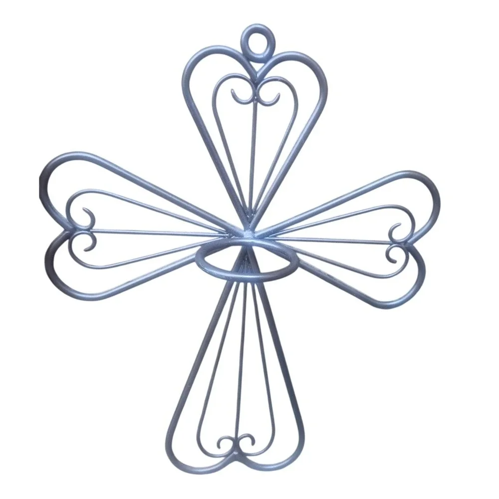 Party Lite cross sconce; metal wall candle holder; votive wall decor